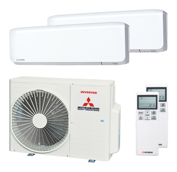 Mitsubishi Heavy 1x SRK 25 ZS-WF / 1x SRK 50 ZS-WF und SCM 50 ZS-W Multi-Split Klimaanlage